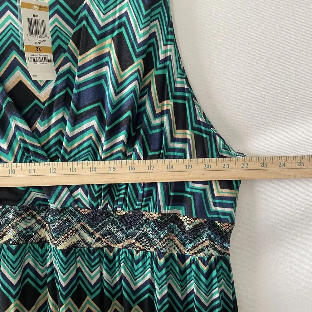 NWT INC International Concepts Maxi Dress Sleeveless Boho Chevron Blue Size 3X - Picture 6 of 10